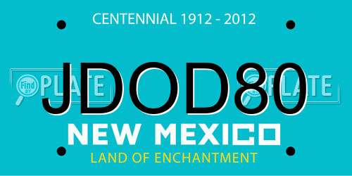 JDOD80 New Mexico License Plate