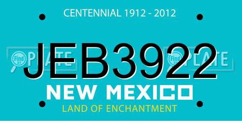 JEB3922 New Mexico License Plate
