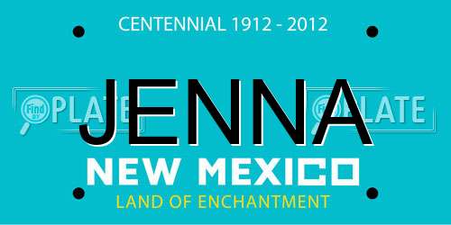 JENNA New Mexico License Plate