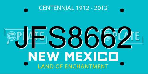 JFS8662 New Mexico License Plate