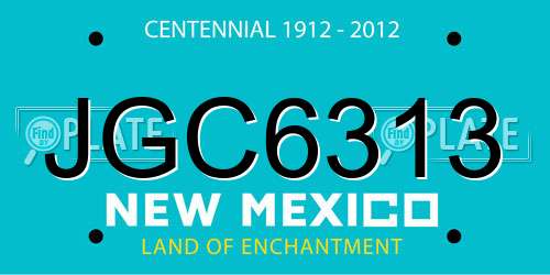 JGC6313 New Mexico License Plate
