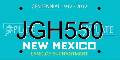 JGH550 New Mexico License Plate