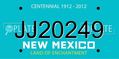 JJ20249 New Mexico License Plate
