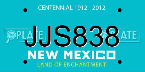 JJS838 New Mexico License Plate