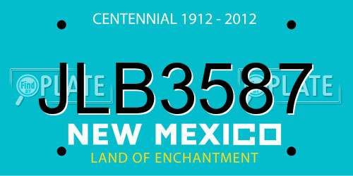 JLB3587 New Mexico License Plate