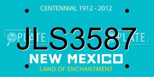 JLS3587 New Mexico License Plate