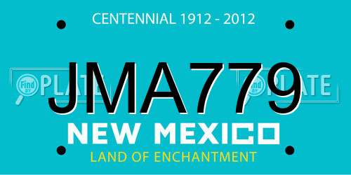 JMA779 New Mexico License Plate