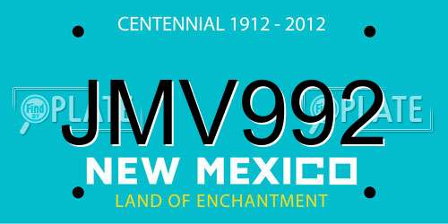 JMV992 New Mexico License Plate