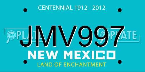 JMV997 New Mexico License Plate
