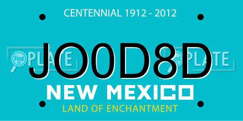 JO0D8D New Mexico License Plate