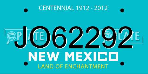 JO62292 New Mexico License Plate