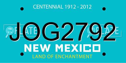 JOG2792 New Mexico License Plate