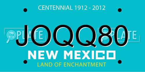 JOQQ80 New Mexico License Plate