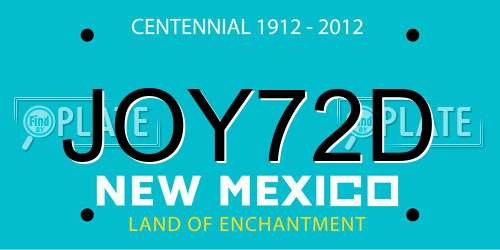 JOY72D New Mexico License Plate