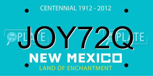 JOY72Q New Mexico License Plate