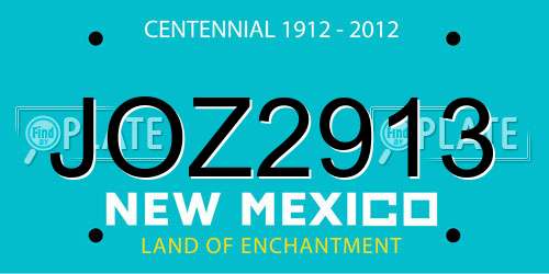 JOZ2913 New Mexico License Plate