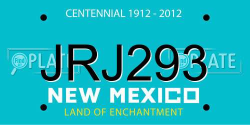 JRJ293 New Mexico License Plate