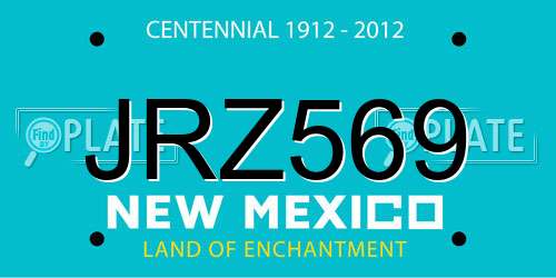 JRZ569 New Mexico License Plate