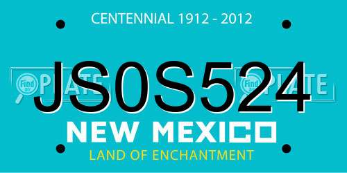 JS0S524 New Mexico License Plate