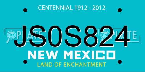 JS0S824 New Mexico License Plate
