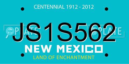 JS1S562 New Mexico License Plate