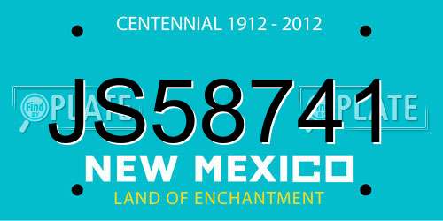 JS58741 New Mexico License Plate