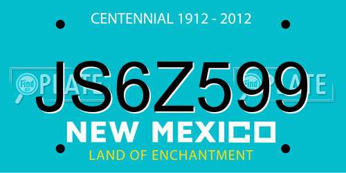 JS6Z599 New Mexico License Plate