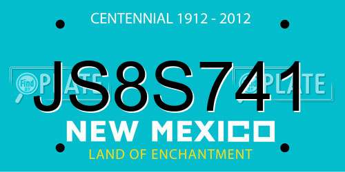 JS8S741 New Mexico License Plate