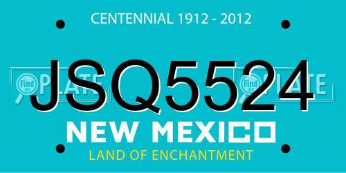 JSQ5524 New Mexico License Plate