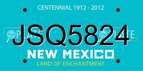 JSQ5824 New Mexico License Plate
