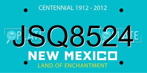JSQ8524 New Mexico License Plate