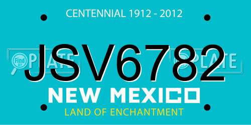 JSV6782 New Mexico License Plate