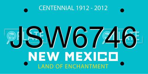 JSW6746 New Mexico License Plate