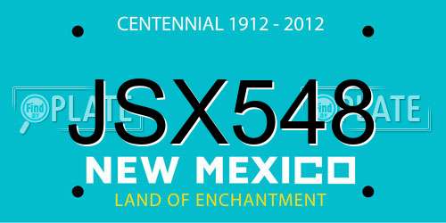 JSX548 New Mexico License Plate