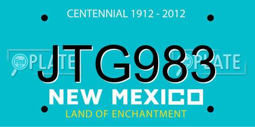 JTG983 New Mexico License Plate