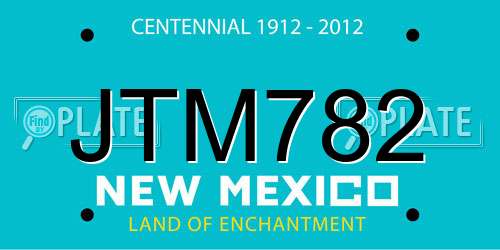 JTM782 New Mexico License Plate