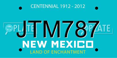 JTM787 New Mexico License Plate