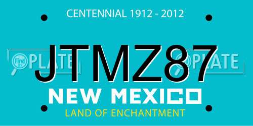 JTMZ87 New Mexico License Plate