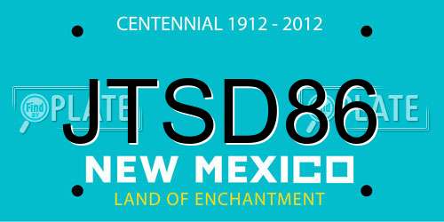 JTSD86 New Mexico License Plate