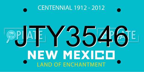 JTY3546 New Mexico License Plate