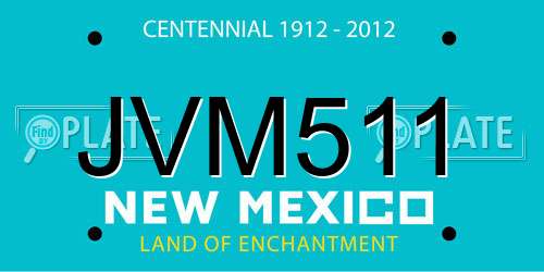 JVM511 New Mexico License Plate