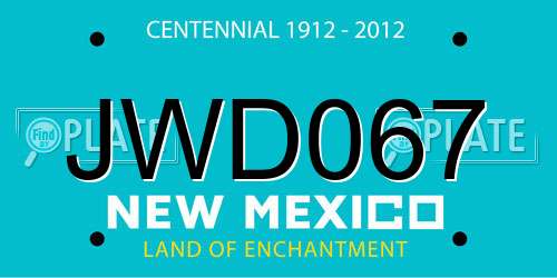 JWD067 New Mexico License Plate