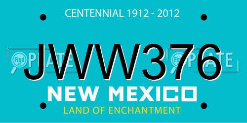 JWW376 New Mexico License Plate