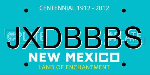 JXDBBBS New Mexico License Plate