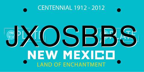 JXOSBBS New Mexico License Plate