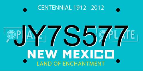 JY7S577 New Mexico License Plate