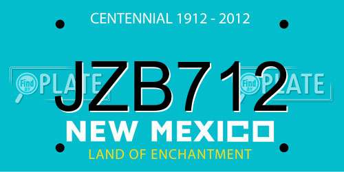 JZB712 New Mexico License Plate