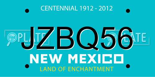 JZBQ56 New Mexico License Plate