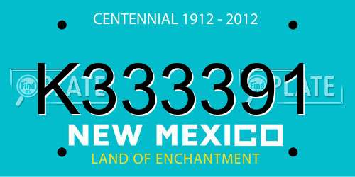 K333391 New Mexico License Plate