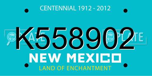 K558902 New Mexico License Plate